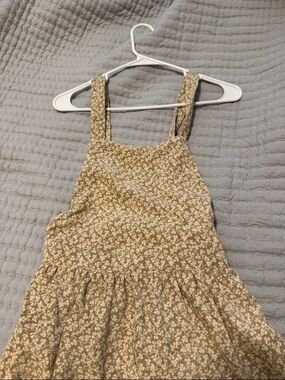 Floral Sleeveless Corduroy Dress in Tan and Cream